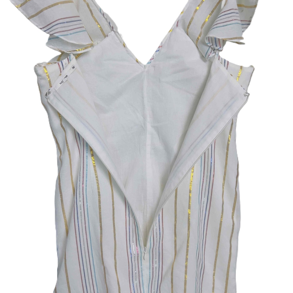 Tularosa Brittany‎ Dress in Marshmallow Ruched Ruffle Mini Cotton Size Medium - Picture 10 of 13